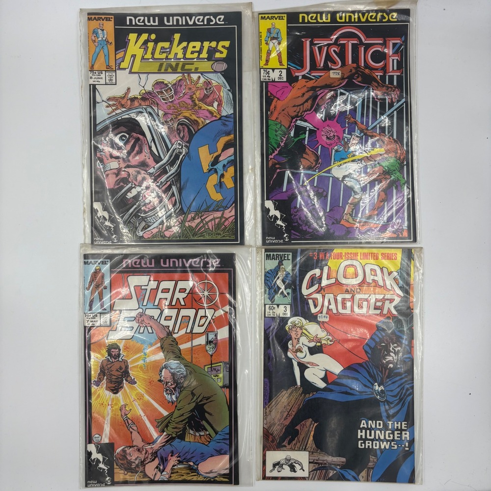 Marvel Comic Lot 4 Books Kickers Inc Justice Star Brand Cloak Dagger Vintage